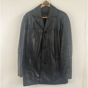 Wilsons Pelle Studio Italian Leather Black Coat Sz M Lined